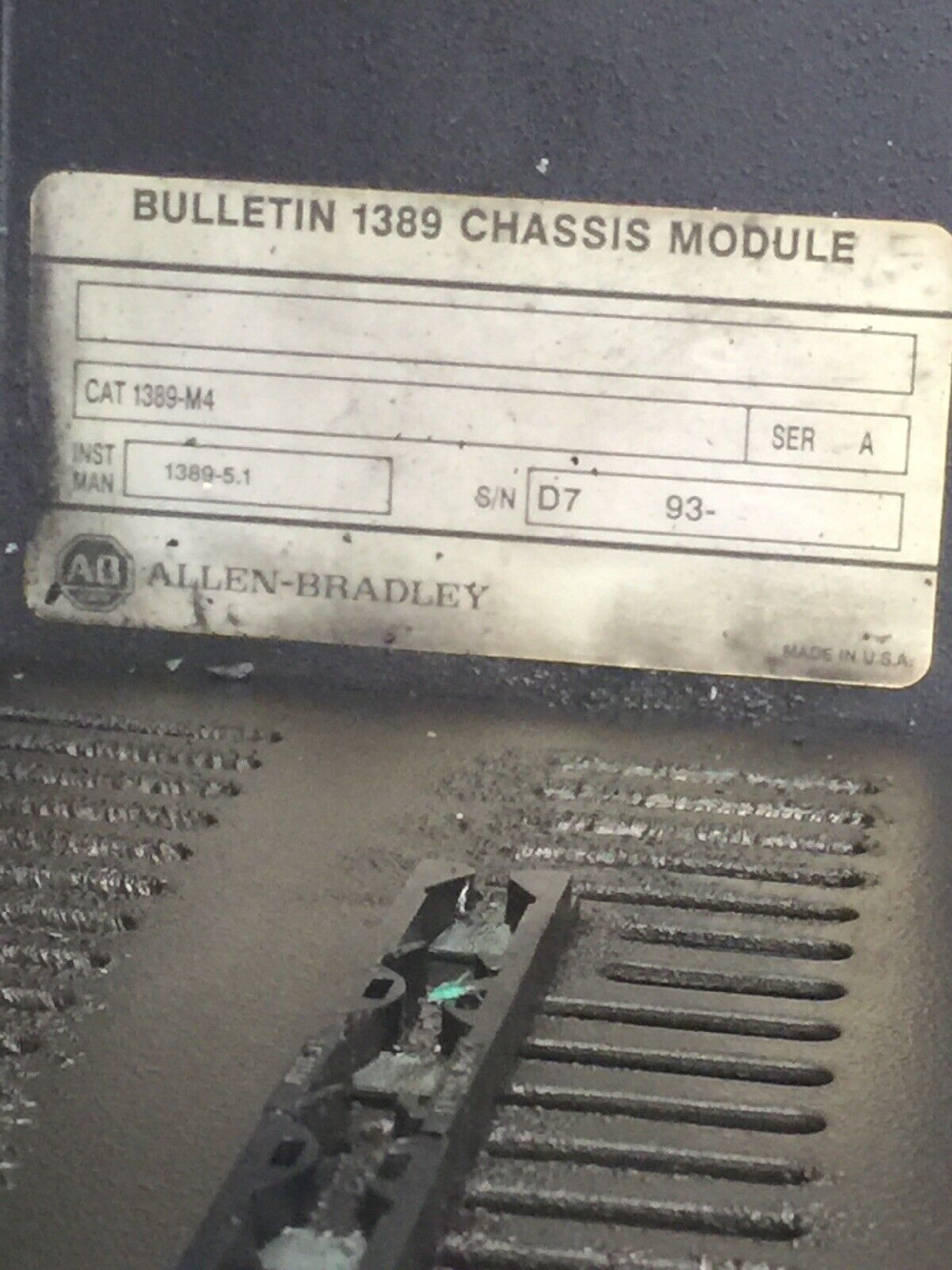 ALLEN BRADLEY 1389-M4 SER A BULLETIN 1389 CHASSIS MODULE INST MAN 1389-5.1
