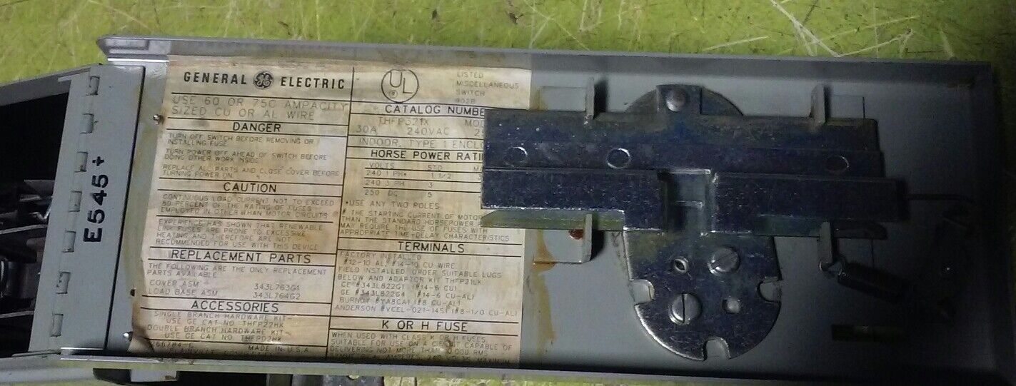 GE THFP221X - 30A, 2-P, 240V Fused Panelboard Switch