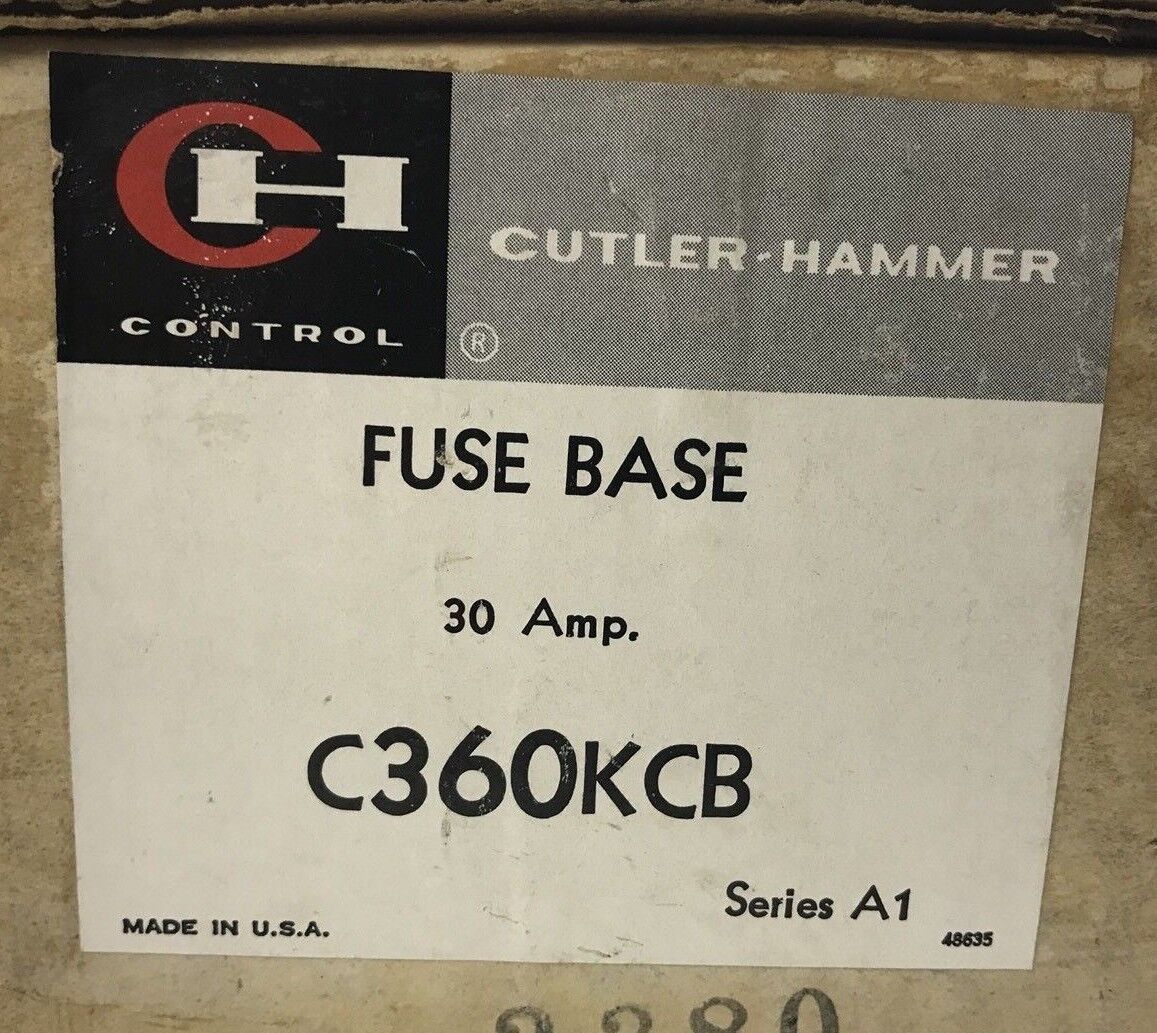 EATON CUTLER HAMMER C360KCB FUSE BASE For 30 AMP SWITCH (NEW IN BOX)