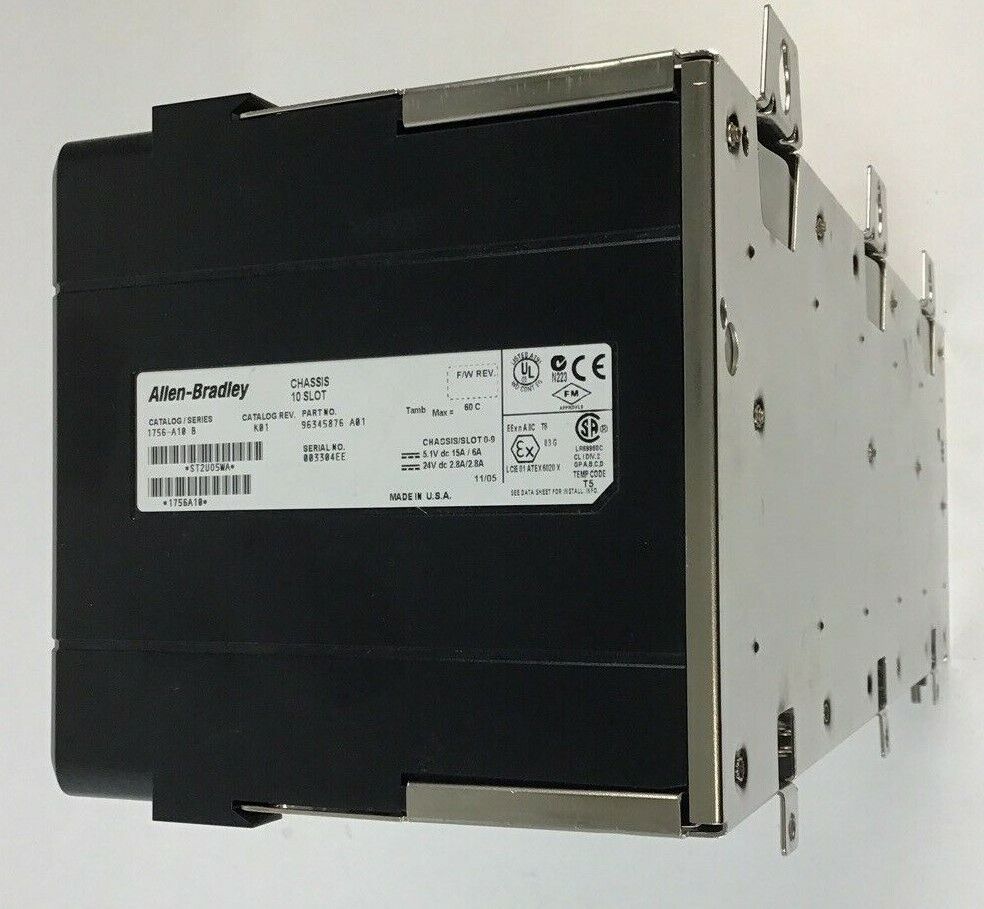 ALLEN BRADLEY 1756-A10 SER.B CAT.REV.K01 10 SLOT CHASSIS 24VDC