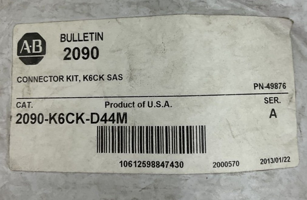 ALLEN BRADLEY 2090-K6CK-D44M CONNECTOR SER.A K6CK SAS