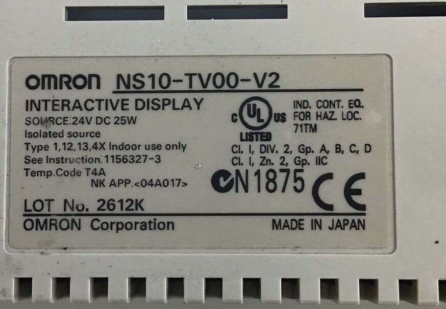 OMRON NS10-TV00-V2 INTERACTIVE DISPLAY 24VDC 25W