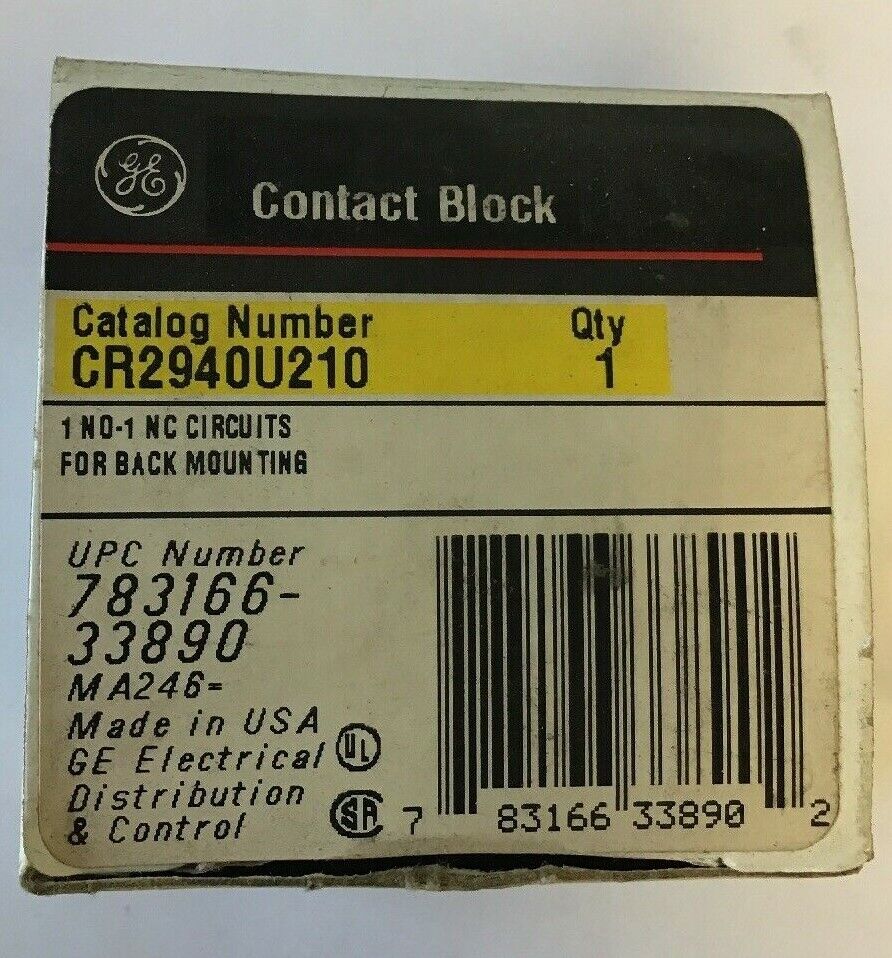 GE CONTACT BLOCK CR2940U210 600VOLTS ***LOTOF2***