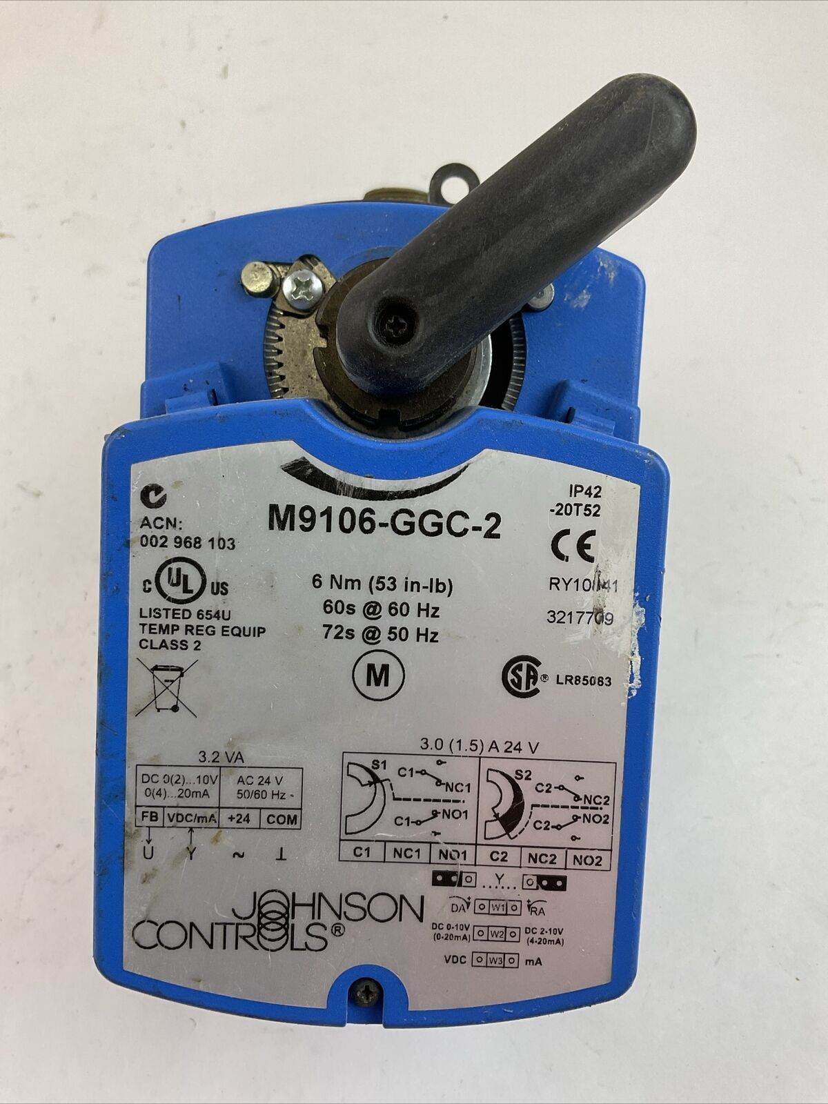 JOHNSON CONTROLS M9106-GGC-2 BALL VALVE ACTUATOR 6Nm 60s@60Hz M9000-520