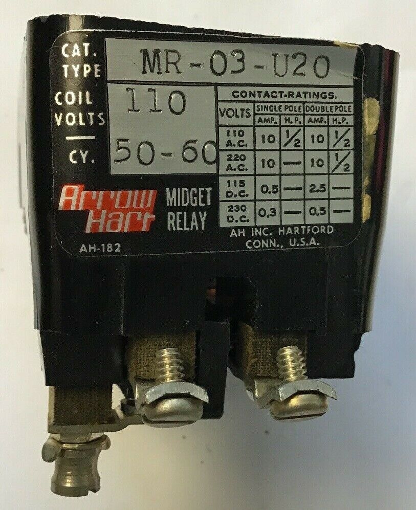 ARROW HART MR-03-U20 MIDGET RELAY 110V 50-60HZ 2POLE
