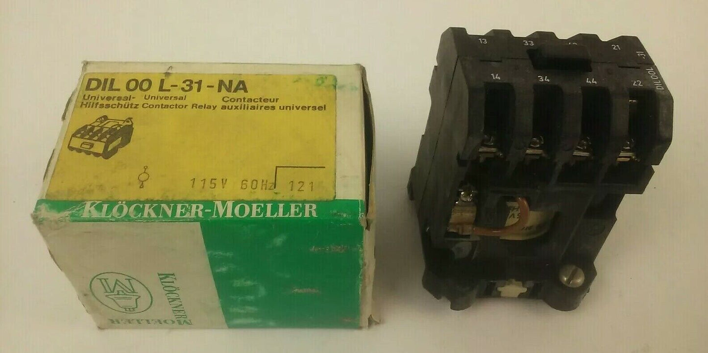 KLOCKNER MOELLER DIL00L-31-NA CONTACTOR RELAY 115V COIL, 3PH, 300V, 20A, 1HP