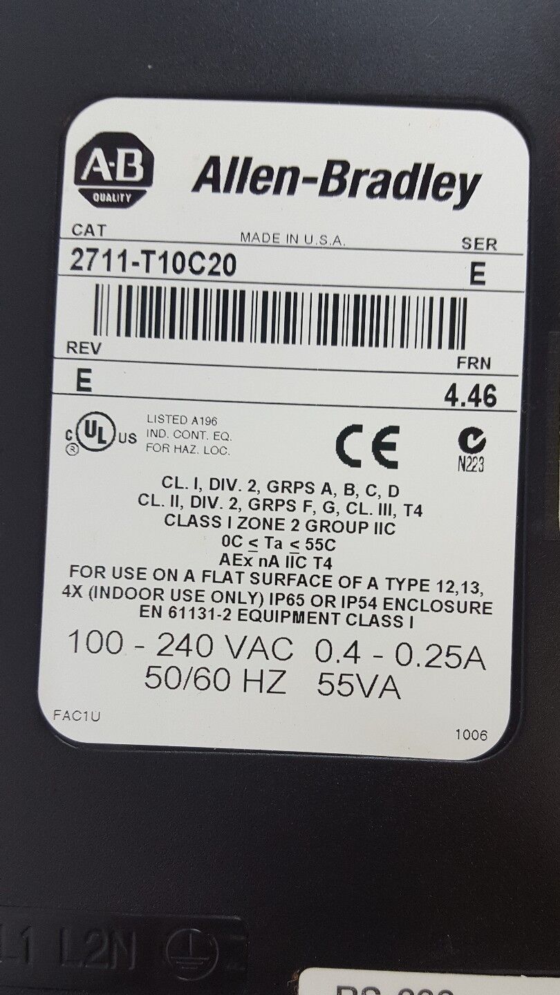 ALLEN BRADLEY PANELVIEW 1000 AB touch screen 2711-T10C20 SCREEN issues