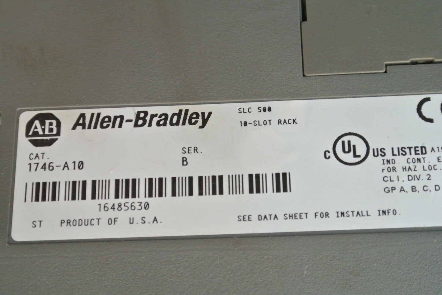ALLEN-BRADLEY 1746-P2 SLC500 POWER SUPPLY + 1746-A10 10-SLOT RACK