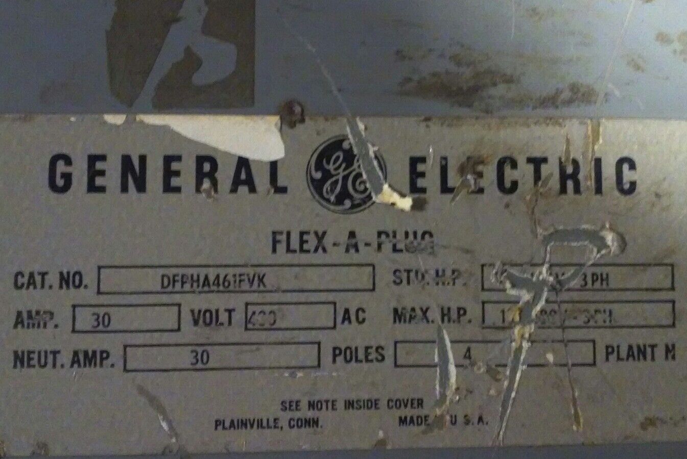 General Electric FLEX-A-PLUG BUS PLUG (DFPHA461FVK) - 30 AMP, 400 Volt, 4-Pole