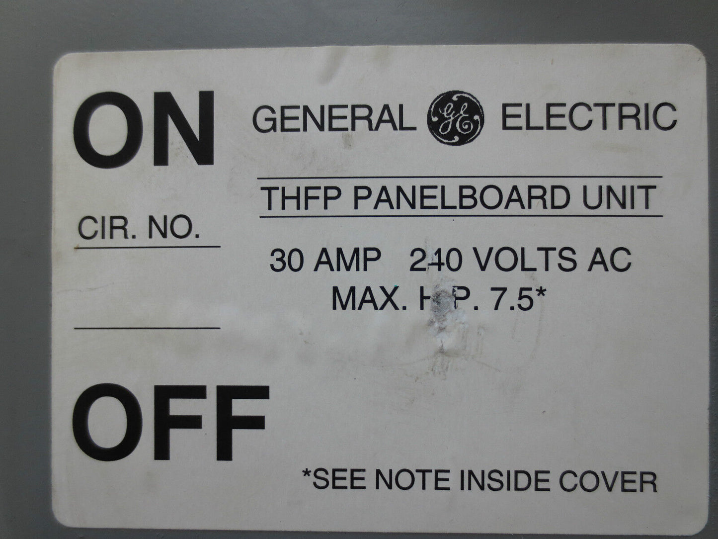 GENERAL ELECTRIC THFP321L PANELBOARD SWITCH 30A, 240VAC, 7.5HP - NEW SURPLUS