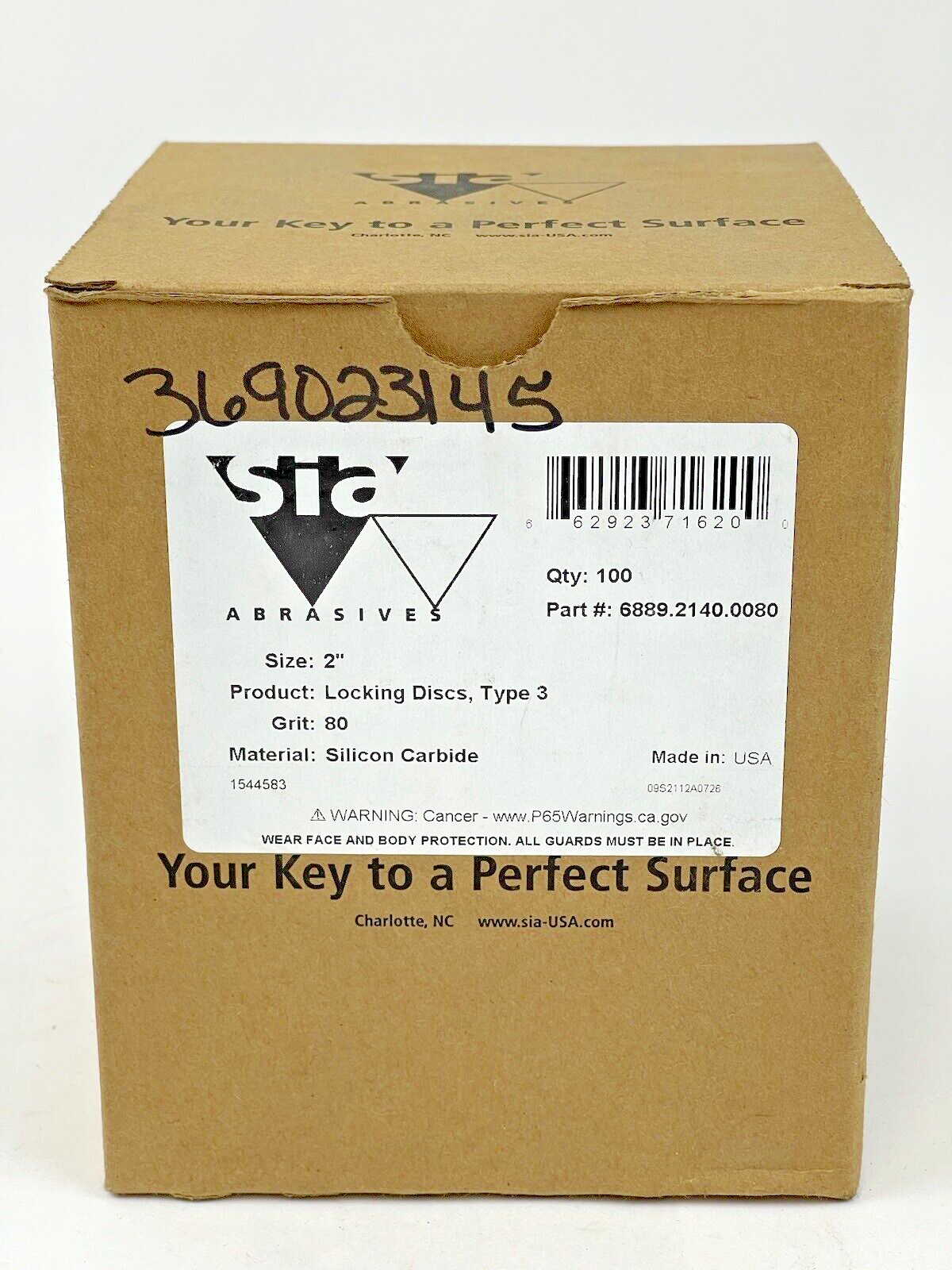 SIA ABRASIVES - BOX OF 99 - 2" LOCKING DISKS - TYPE 3 - 80 GRIT - 6889.2140.0080