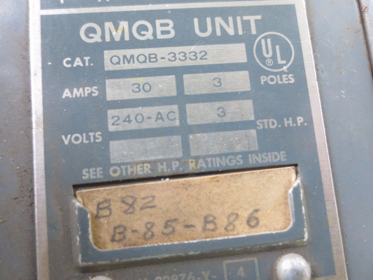 FPE / FEDERAL PACIFIC QMQB-3332 TWIN PANEL SWITCH - 240VAC, 30A, 3-POLE