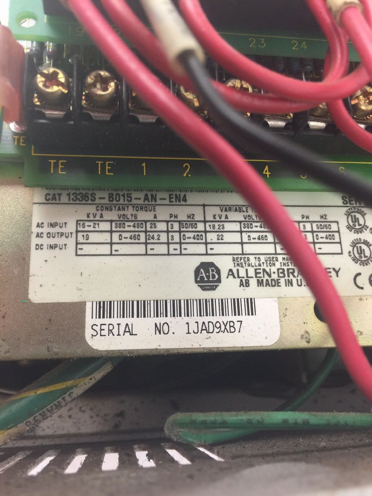 ALLEN BRADLEY 1336S-B015-AN-EN4 AC DRIVE 1336 PLUS 480V
