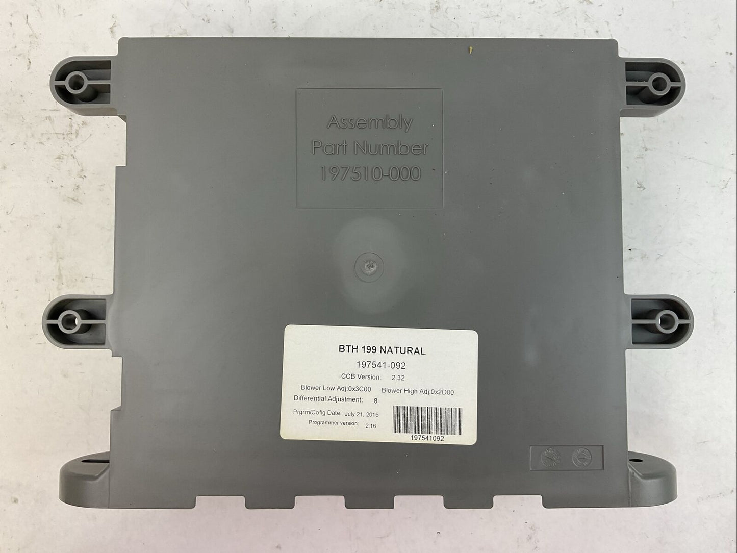 AO SMITH BTH 199 NATURAL 197541-092 CCB VER 2.32 197510-000 PROGRAMMER VER 2.16