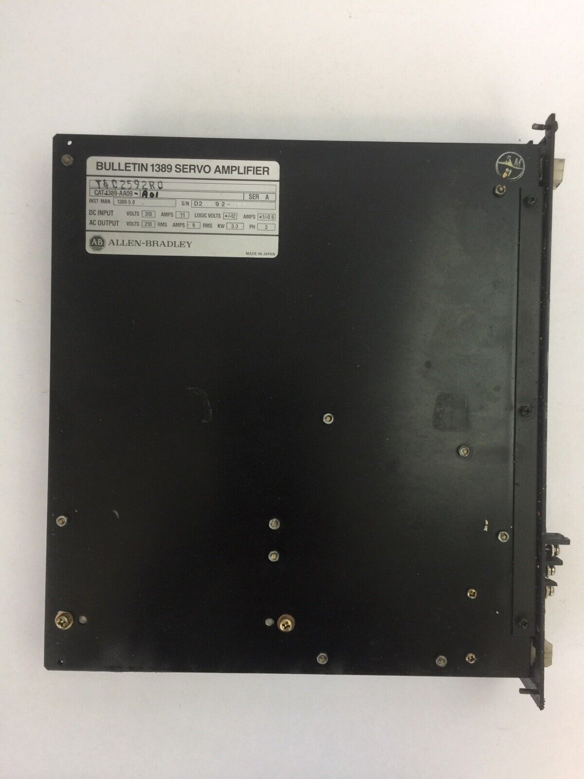 ALLEN BRADLEY 1389-AA09 SERVO AMPLIFIER SER A OUTPUT 210VAC 9A INPUT 310VDC 11A