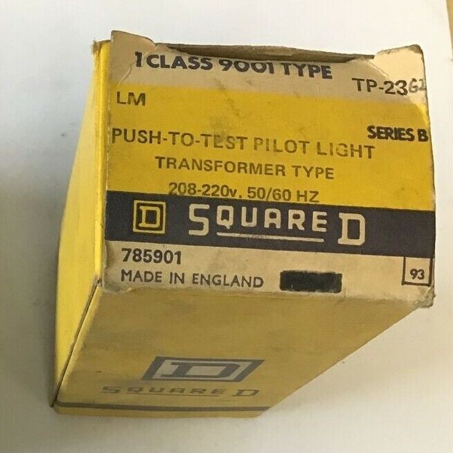 SQUARE D 9001 TP-23G2 PUST TO TEST PILOT LIGHT 208-220V SER.B TRANSFORMER TYPE