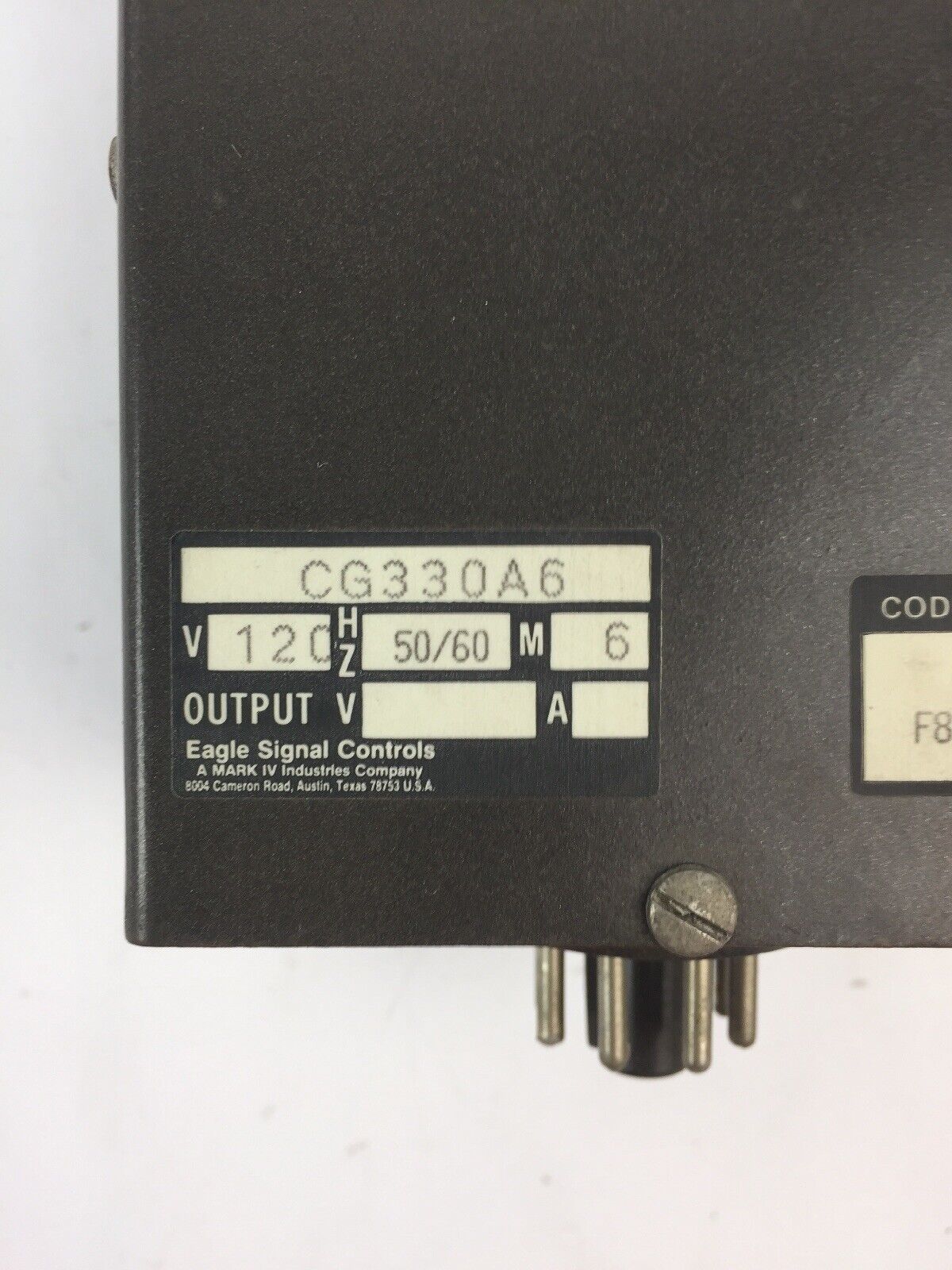 GW EAGLE SIGNAL CG330A6 TIME DELAY RELAY 120V 50/60HZ 30 SECONDS