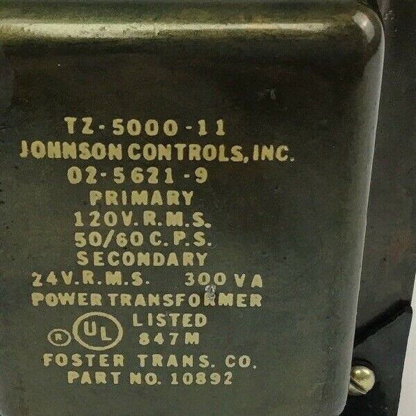 JOHNSON CONTROLS TZ-5000-11 POWER TRANSFORMER 120 V.R.M.S. 50/60 300VA