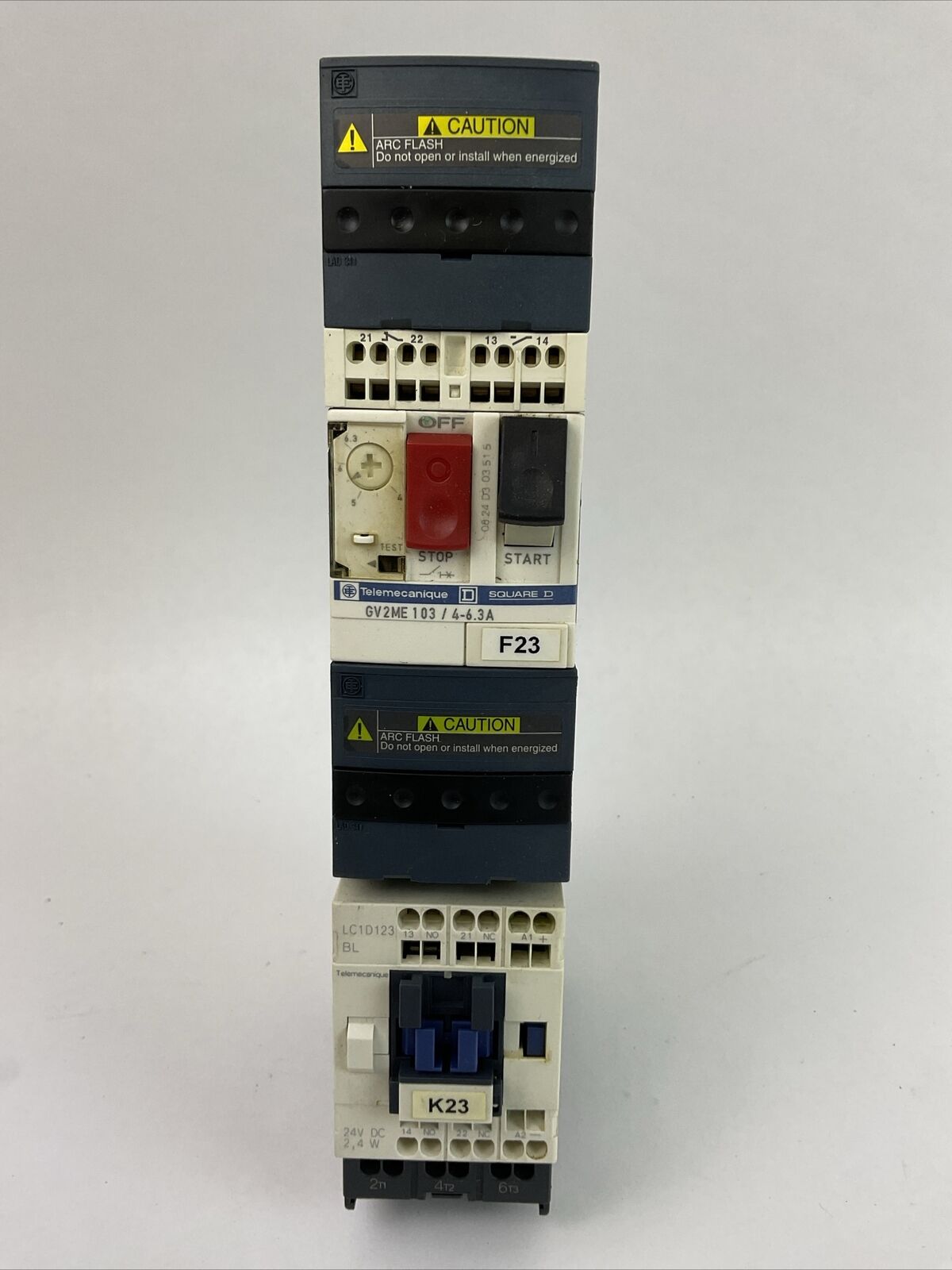 SCHNEIDER GV2ME103/4-6.3A CIRCUIT BREAKER LC1D123BL CONTACTOR COIL 24VDC LAD341