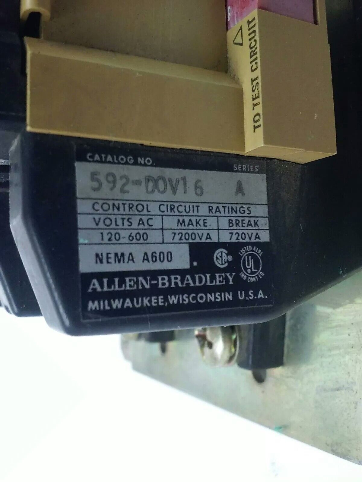ALLEN BRADELY 592-DOV16 SERIES A OVERLOAD RELAY MISSING SCREWS, BOLTS, RELAY