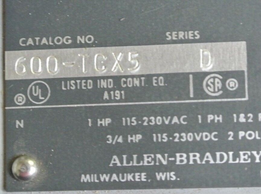 ALLEN-BRADLEY 600-TCX5 MANUAL STARTING SWITCH - ENCLOSURE (ONLY) - NEW SURPLUS
