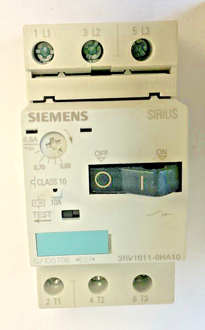 SIEMENS 3RV1011-0HA10 COMBINATION MOTOR CONTROL 0.55-0.8A