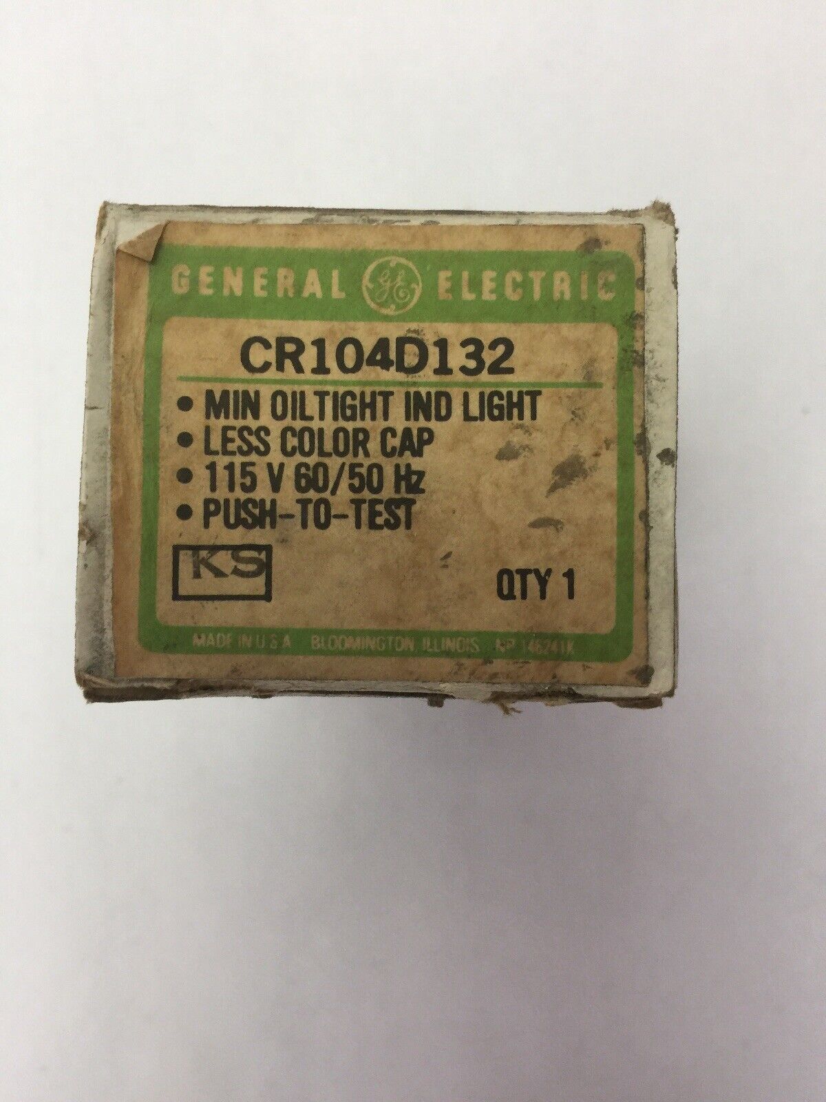 GE CR104D132 MIN OILTIGHT IND LIGHT LESS COLR CAP 115V 60/50HZ PUST TO TEST
