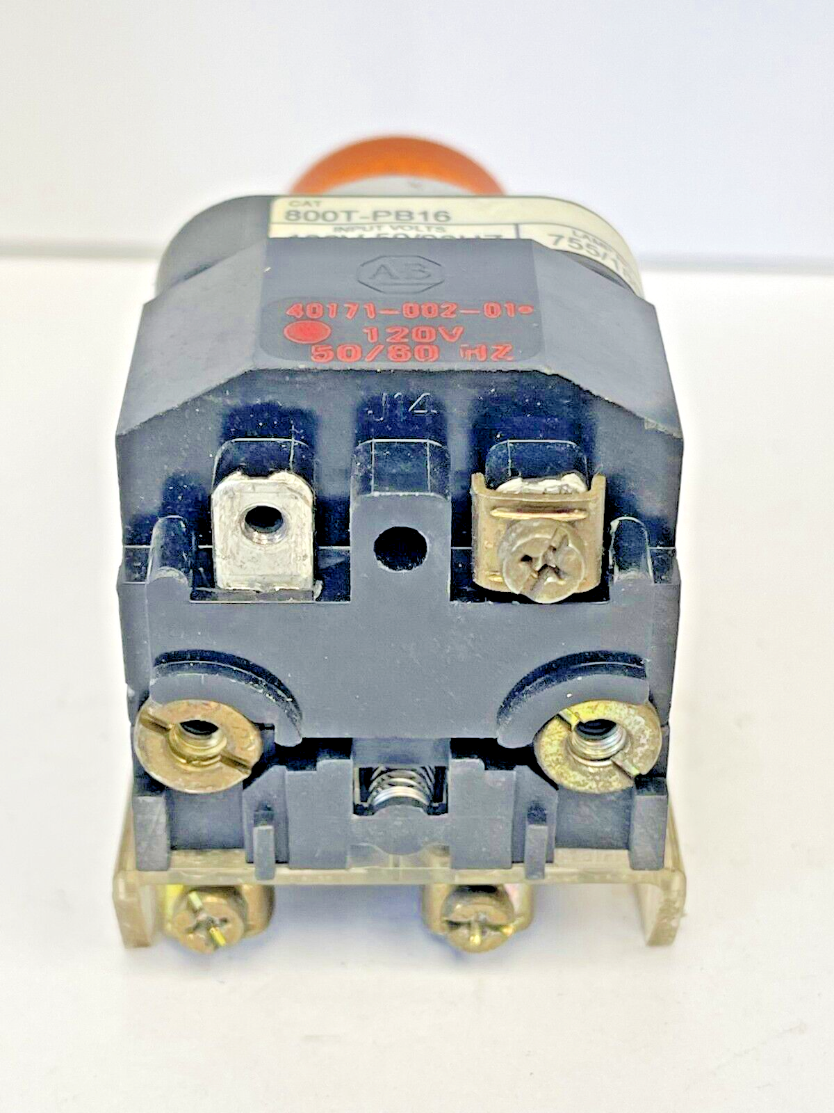 ALLEN BRADLEY -800T-PB16 -SER T-PILOT - AMBER - 120V AC 50/60 Hz, 755/1866 LAMP