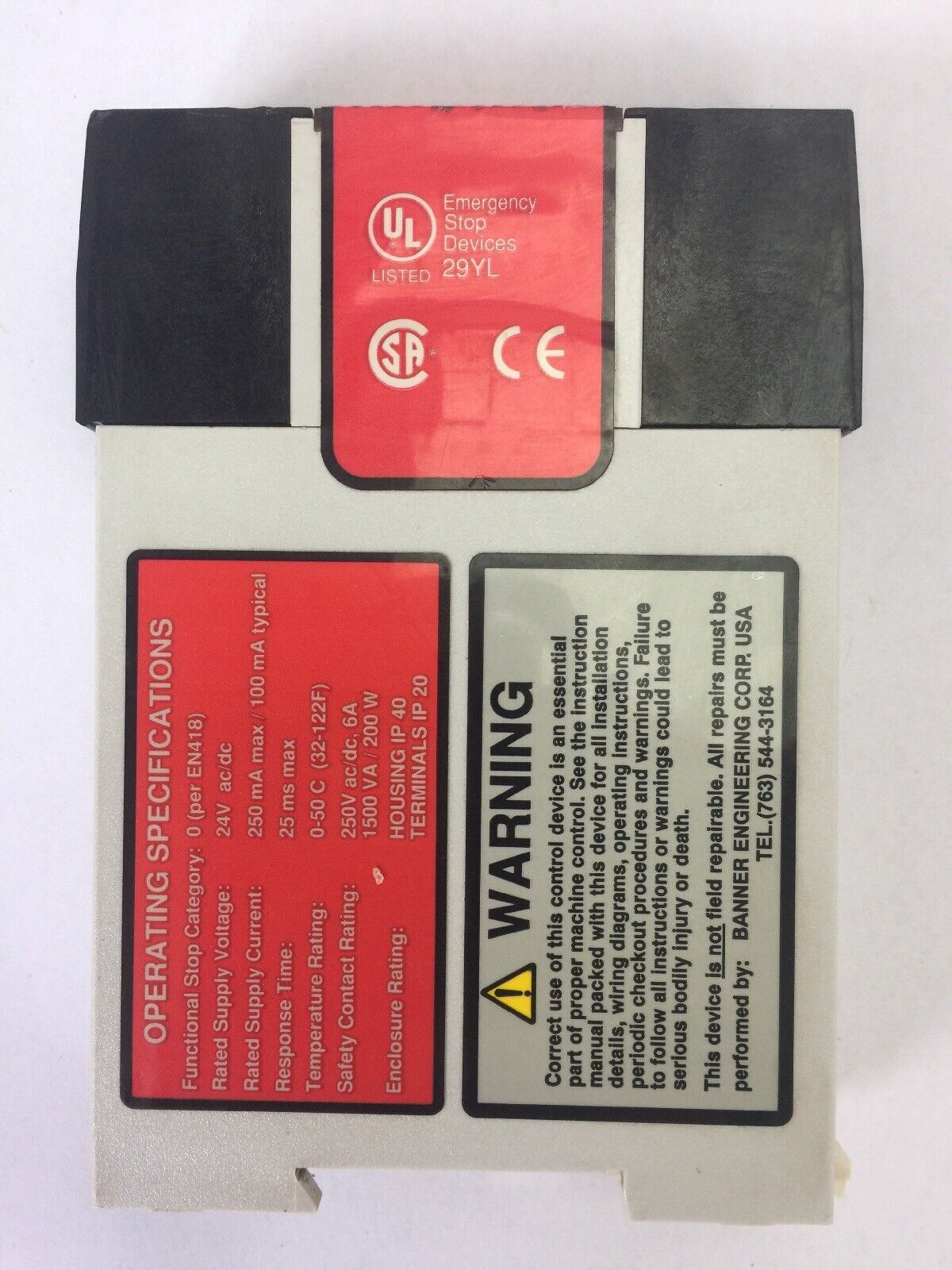 BANNER ES-FA-A99 MACHINE SAFETY RELAY 24V AC/DC 250mA