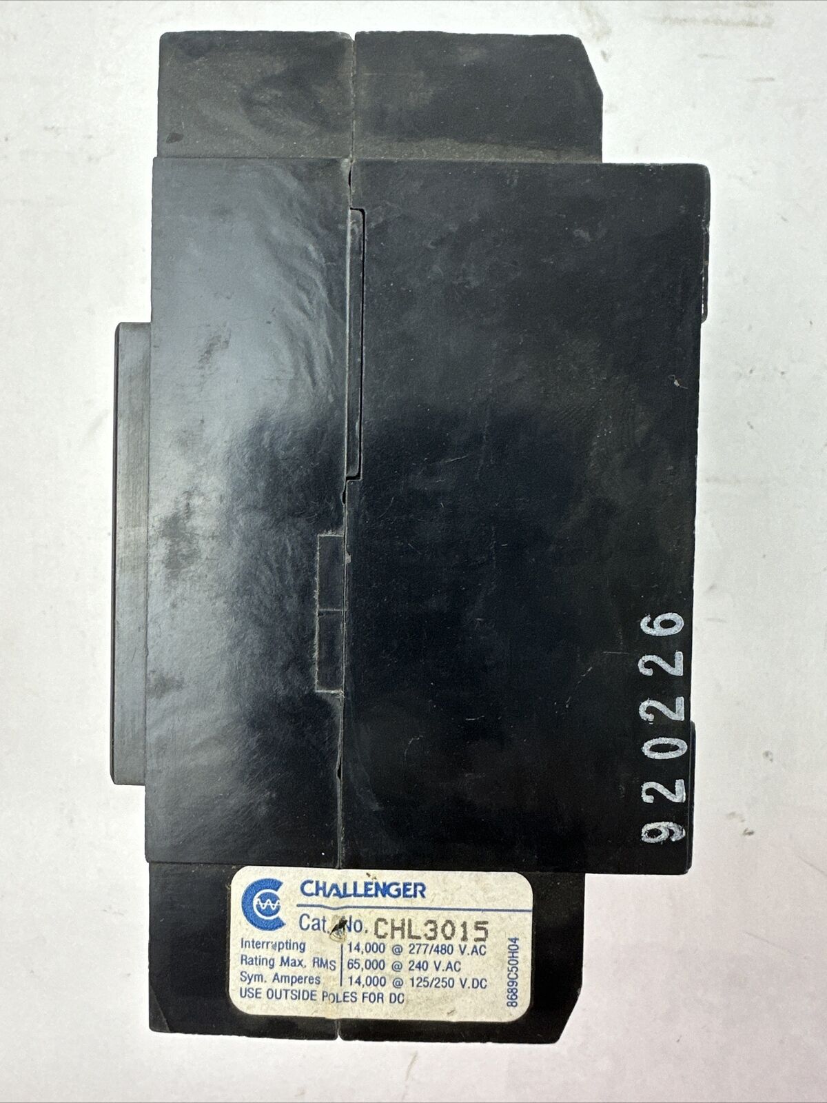 CHALLENGER CHL3015 15AMP 277/480VAC 240VAC 125/250VDC 3POLE CIRCUIT BREAKER