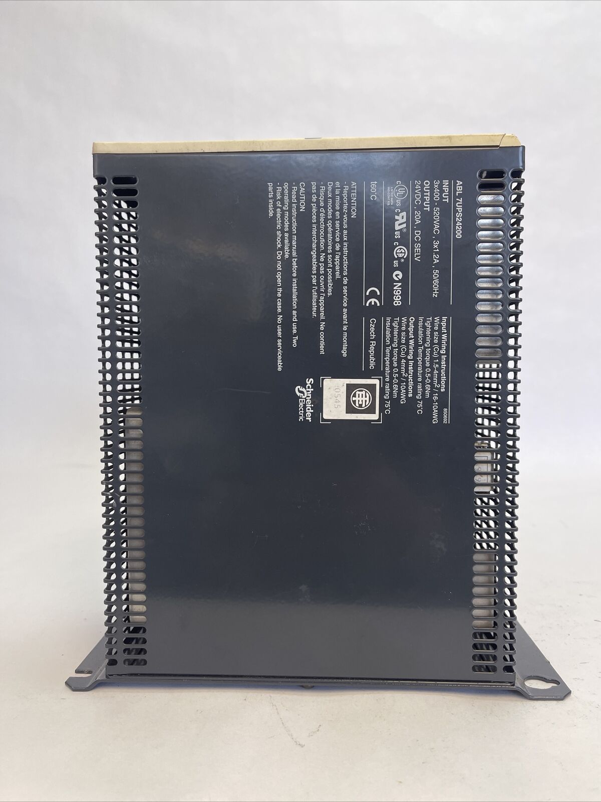 TELEMECANIQUE ABL 7UPS24200 POWER SUPPLY OUTPUT 24VDC 20A INPUT 3X400-520VAC