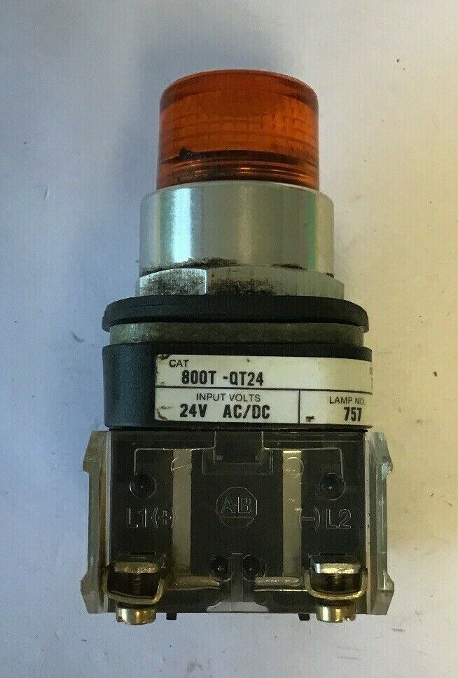 ALLEN-BRADLEY 800T-QT24 SER. T AMBER PUSHBUTTON SWITCH 24VAC/DC #757 LAMP