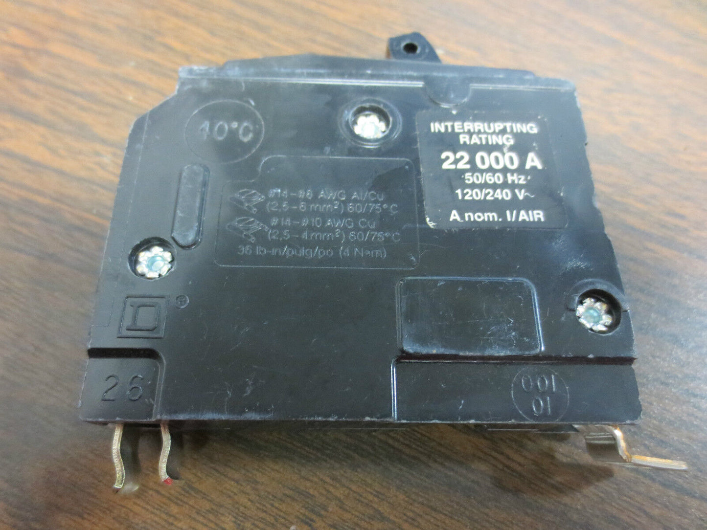 SQUARE D QOB120 20A 22kA 120/240V CIRCUIT BREAKER