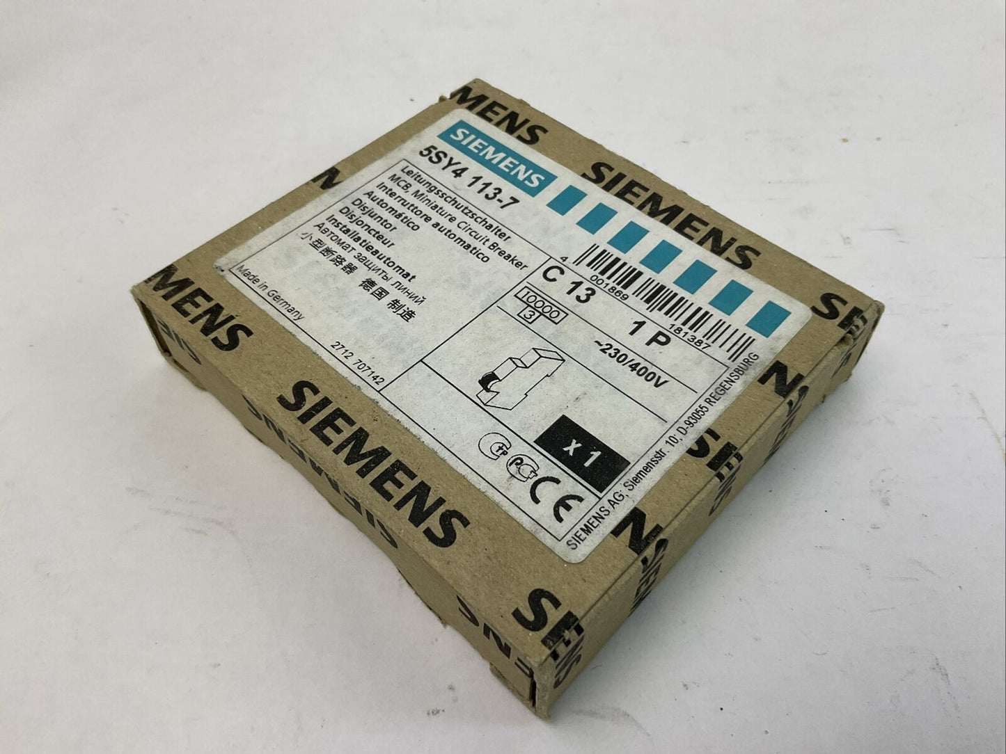 SIEMENS 5SY4 113-7 MINITURE CIRCUIT BREAKER 13AMP 230/400VAC 1POLE