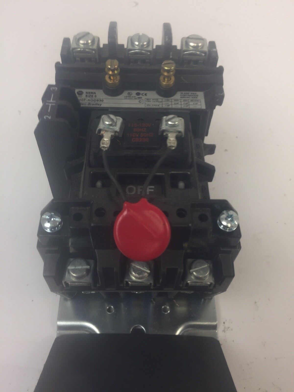 ALLEN BRADLEY 500F-AOD930 SIZE 0 STARTER 600VAC 5HP 18AMP CB236 115-120V 60HZ