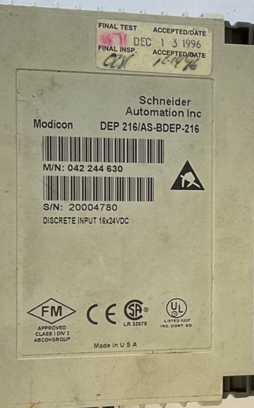 SCHNEIDER AUTOMATION DEP 216/AS-BDEP-216 INPUT MODULE ***LOTOF10***