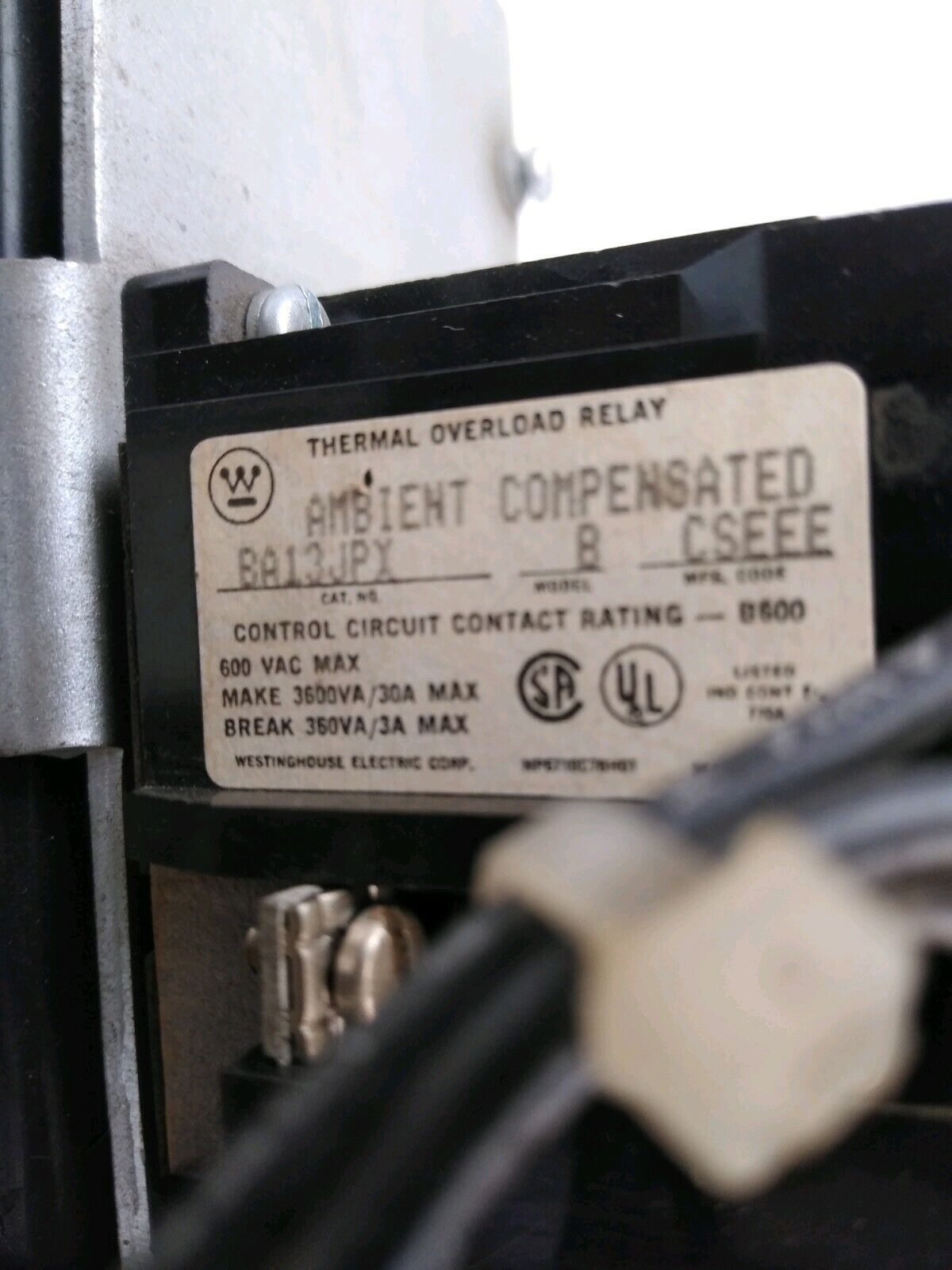 WESTINGHOUSE A200M6CXZ2X MOTOR CONTROL SIZE 6 3PH 400HP 600V