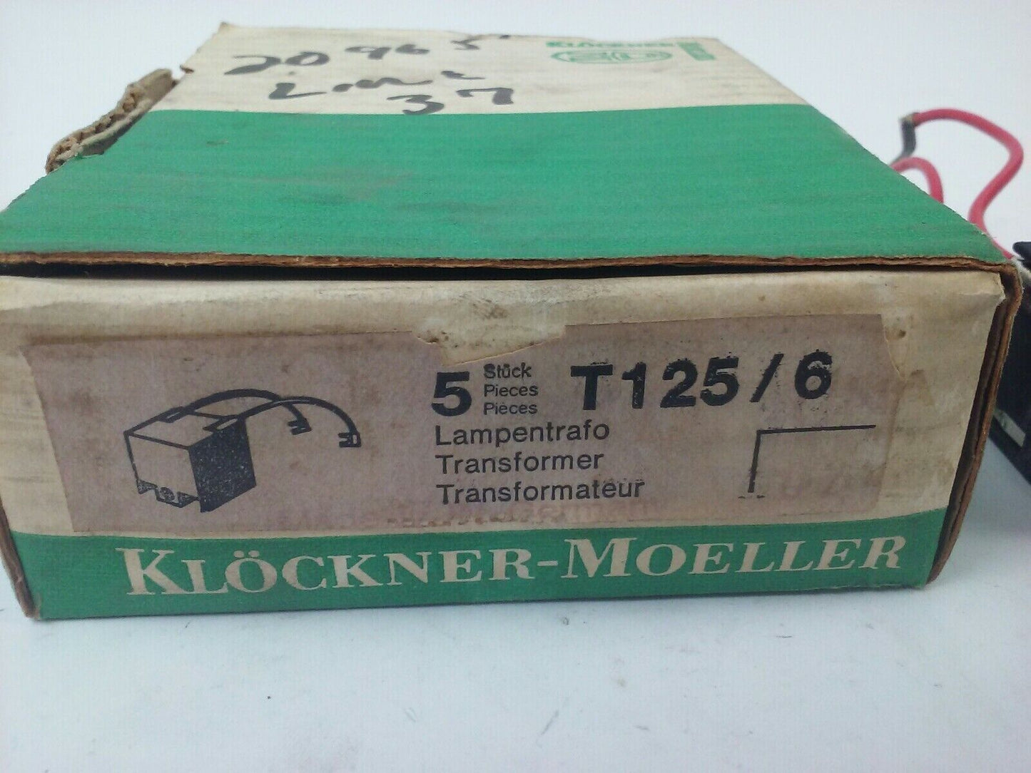 KLOCKNER MOELLER T125/6-CNA TRANSFORMER T125/6 125V 50/60HZ (NO BOX)