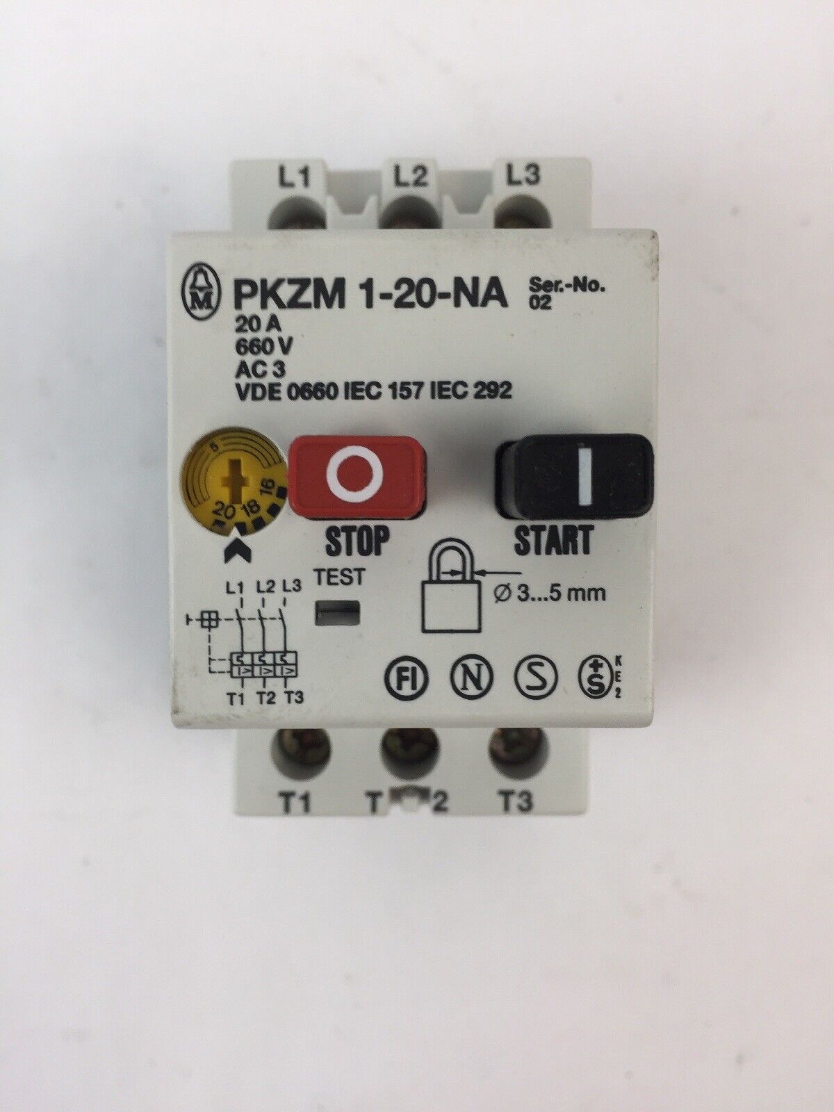 KLOCKNER MOELLER PKZM1-20 NA MANUAL MOTOR STARTER 16-20A 600VAC 15HP 3 PHASE