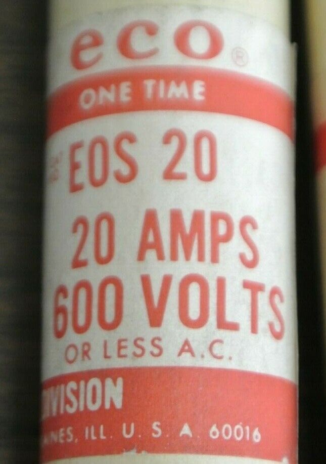 MIXED LOT of 10 / ECO EOS15 (7) & EOS20 (3) FUSE 15A, 20A / 600V / NEW SURPLUS