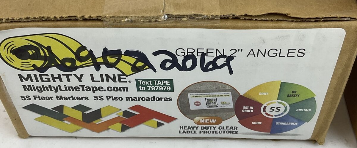 MIGHTY LINE GREEN FLOOR TAPE L SHAPE 2" QTY 100 PER CASE **LOTOF2 CASES**