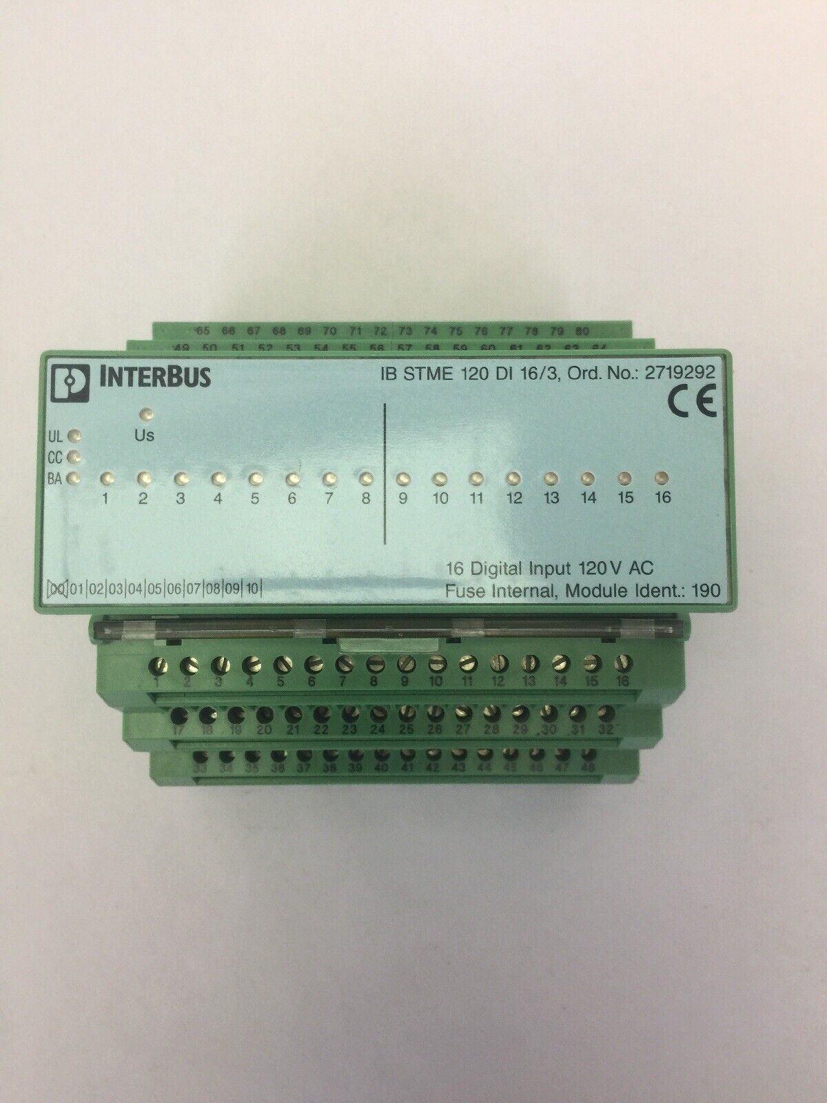 PHOENIX CONTACT IB ST120 DI INTERBUS 16 DIGITAL INPUT 120VAC IB STME 120 DI 16/3