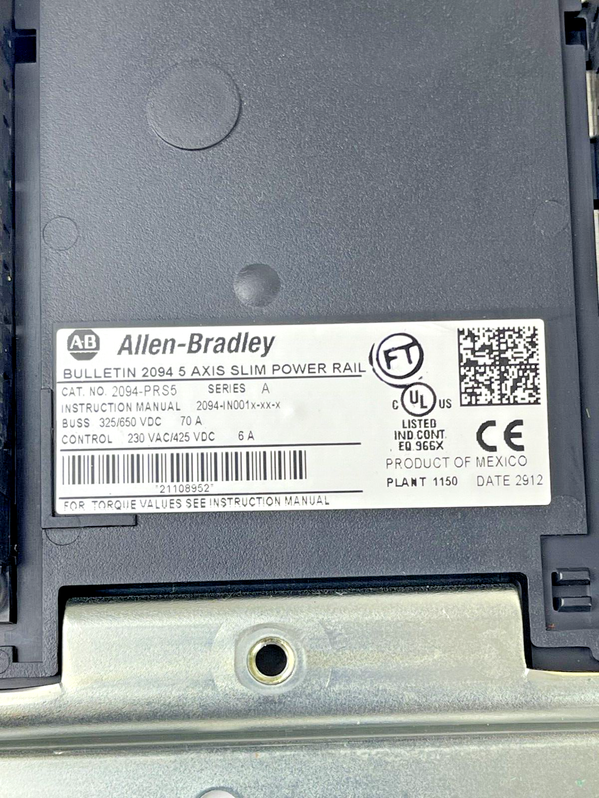 ALLEN BRADLEY - 2094-PRS5 SER. A - BULLETIN 2094 5 AXIS SLIM POWER RAIL