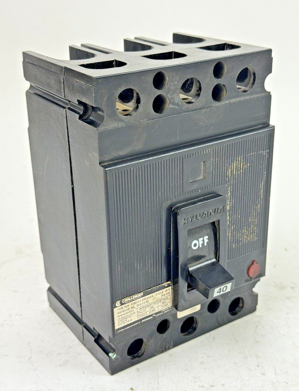 SYLVANIA / CHALLENGER - SEH-3-C-40 - CIRCUIT BREAKER - 40 A, 480 VAC, 3 POLE