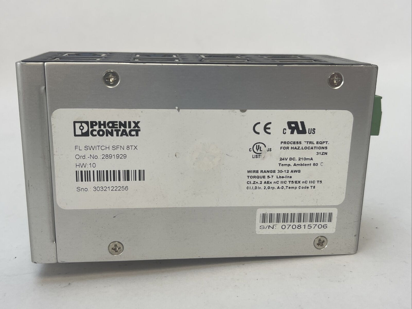 PHOENIX CONTACT FL SWITCH SFN 8TX 2891929 24VDC ETHERNET 8 PORT