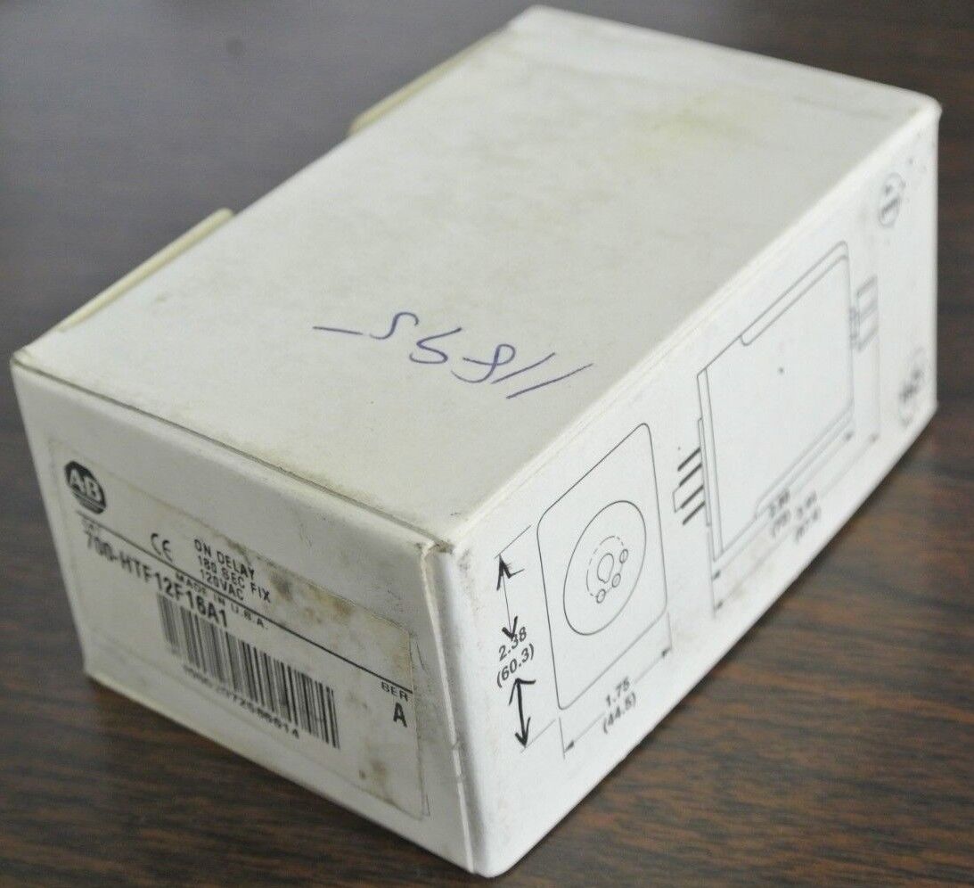 ALLEN-BRADLEY 700-HTF12F16A1 ON-DELAY 180-SEC. FIX TIMING RELAY 120V NEW SURPLUS