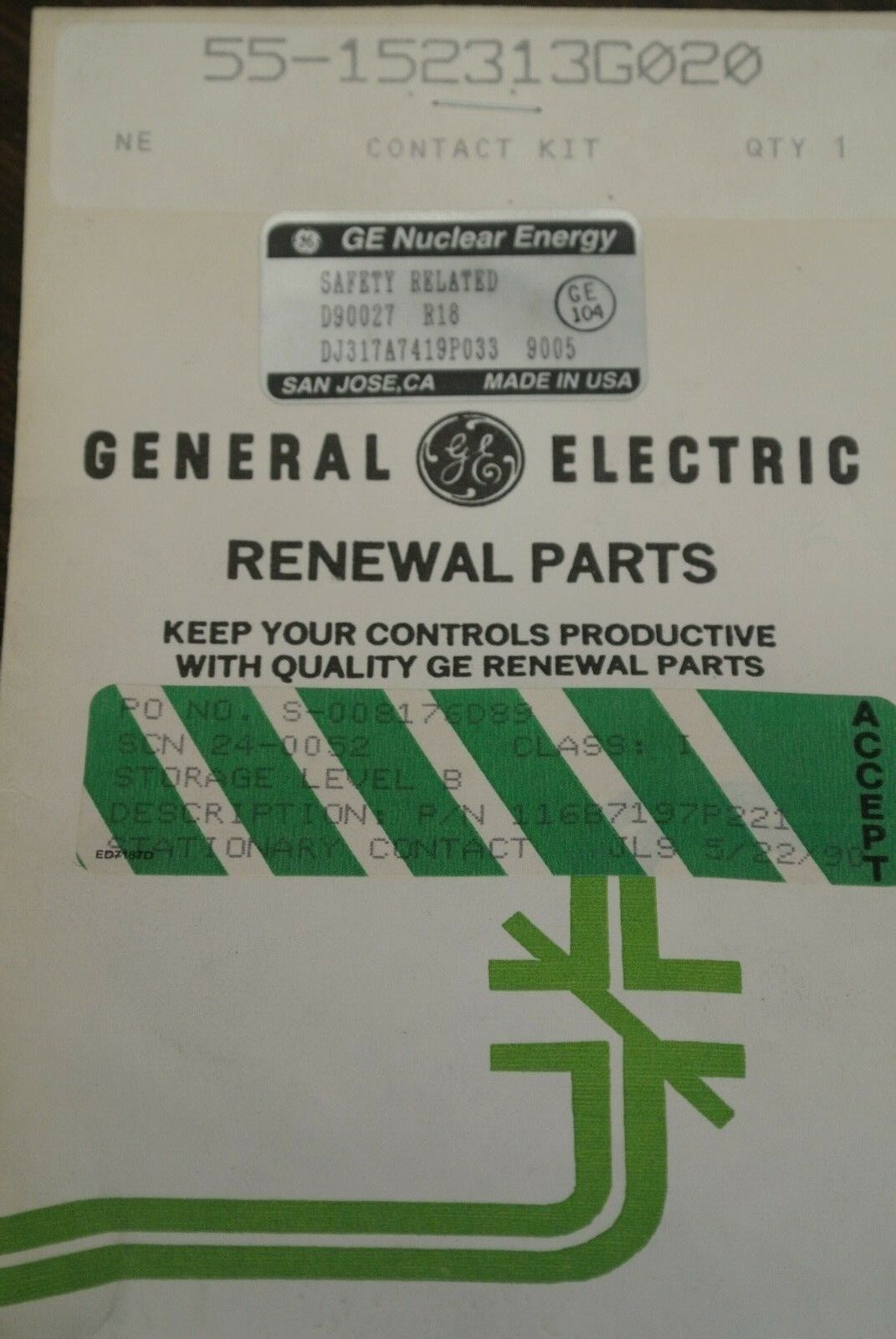 GENERAL ELECTRIC 55-152313G020 CONTACT KIT / NEW SURPLUS / DJ317A74198P033
