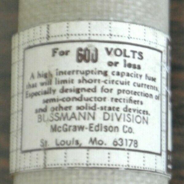 BUSS KAC60 RECTIFIER FUSE 60A / 600V / NEW SURPLUS