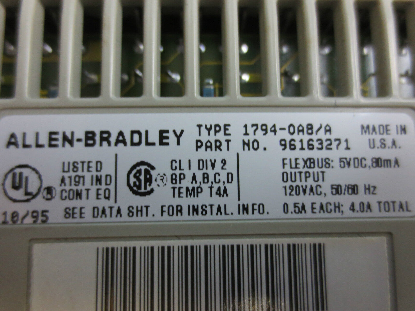 ALLEN-BRADLEY 1794-TB3/A FLEXBUS TERMINAL BLOCK & 1794-OAB/A OUTPUT MODULE