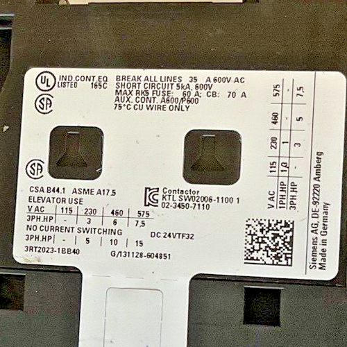 SIEMENS 3RT2023-1BB40 CONTACTOR 24VDC
